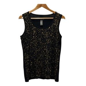 NWOT 89th & Madison Black and Gold Sequin Sleeveless Top